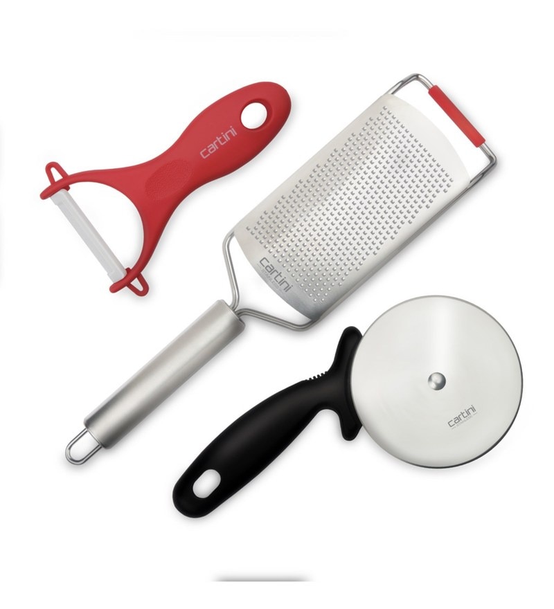 Cartini Multicolour Stainless Steel Peeler, Grater & Pizza Cutter