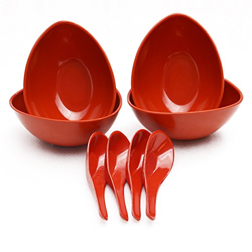 Czar Mixing 4 Bowl Set with spoon-RED