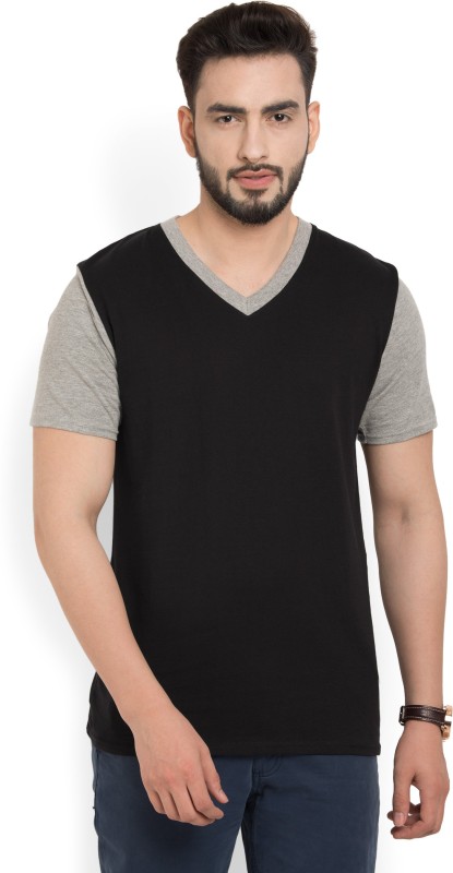 Billion PerfectFit Solid Men V-neck Grey, Black T-Shirt Rs.282 #flipkart
