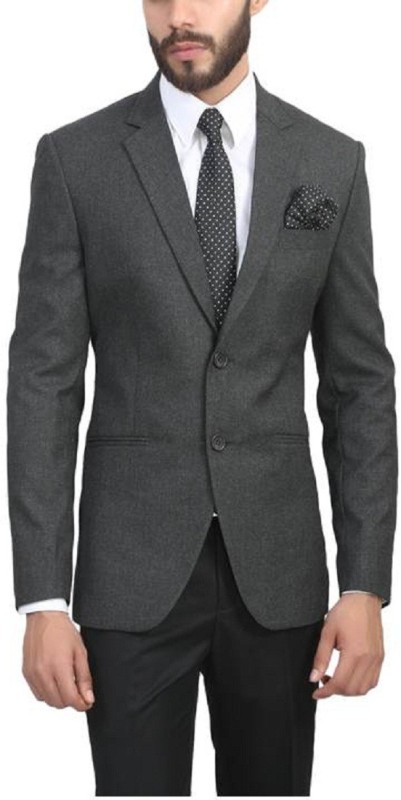 Dennis Lingo Men’s Solid Charcoal Grey Slim Fit Formal/Party Blazer