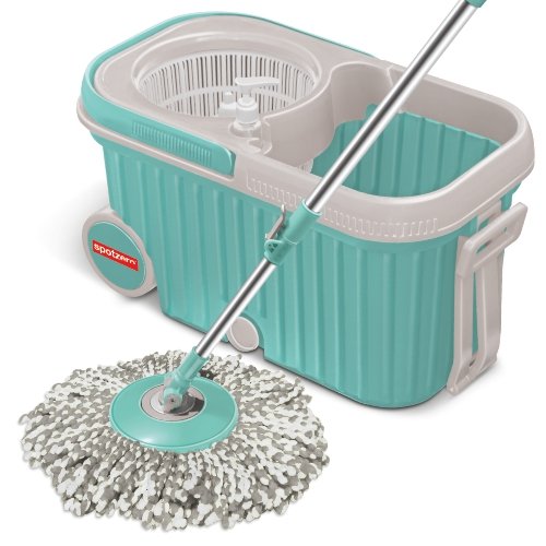 Spotzero by Milton Elite Spin Mop with Bigger Wheels & Auto Fold Handle for 360 Degree Cleaning
