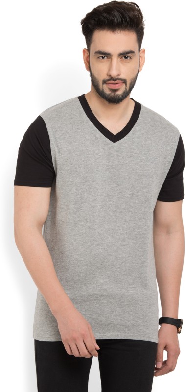 Billion PerfectFit Solid Men V-neck Grey, Black T-Shirt Rs.282 #flipkart