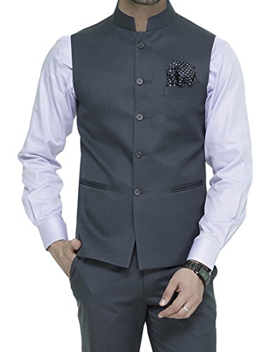 ManQ Men’s Band Collar Slim Fit Party/Casual Waist Coat