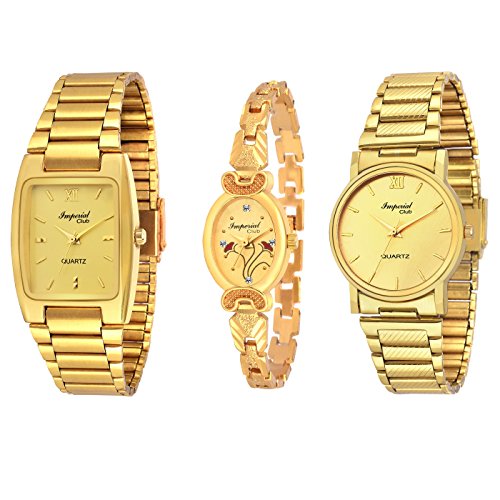 Imperial Club Combo Pack Of 3 Golden Analogue Watches For Men And Women Rs.399