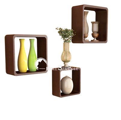 Home Sparkle Set of 3 Cube Wall Shelves Engineered Wood Rs.606