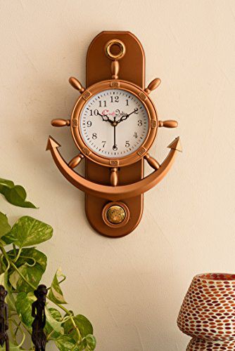 eCraftindia Decorative Pendulum Wall Clock,Copper