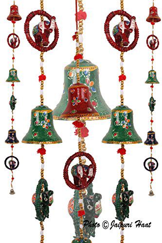 Jaipuri haat Elephant Mirror work Door Hanging Metal Tapestry Artificial Beads – Set of 2