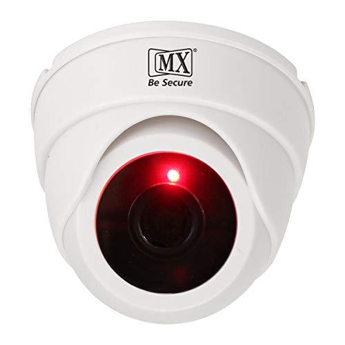 MX Dummy Fake Security CCTV Dome Camera with Flashing Red LED Light - for Home & Office Use (White)