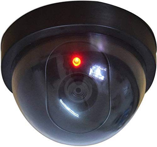 SUKHAD Dummy Fake Security CCTV Dome Camera with Flashing Red Led Light (Pack of 1), Black