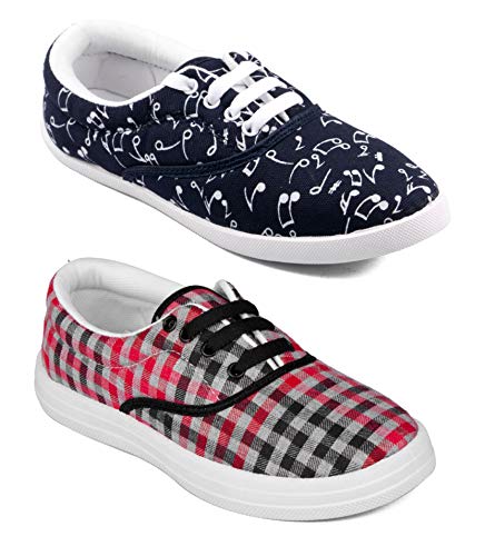 ASIAN Multicolor Walking Shoes,Running Shoes,Casual Shoes,Canvas Shoes,Sneakers,Loafers Combo Pack of 2 for Women UK-8