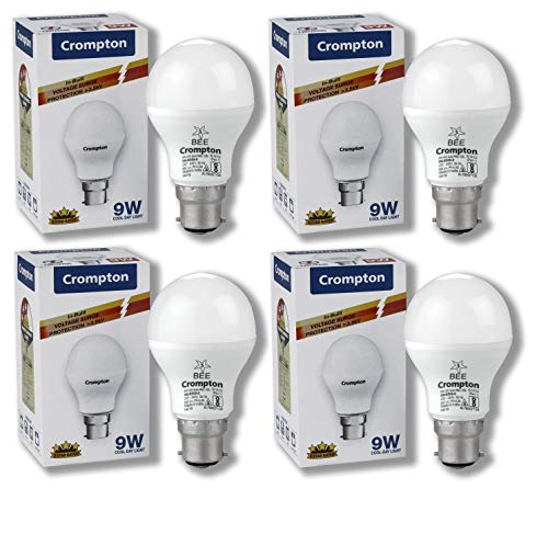 Crompton 9WDF B22 9-Watt LED Lamp (Cool Day Light and Pack of 4)