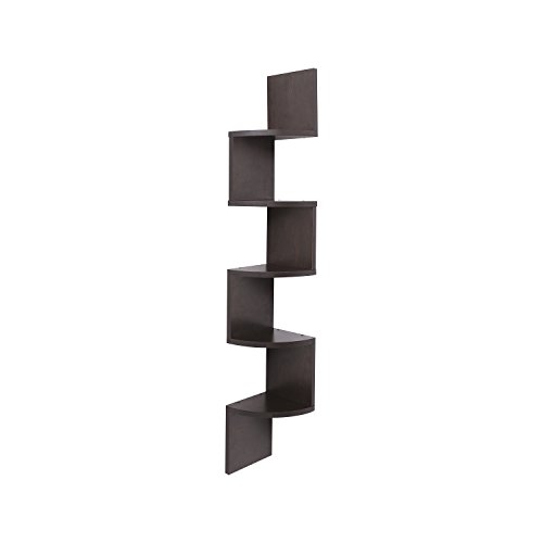 Solimo Zig-Zag Corner Wall Shelf (Matte Finish, Wenge)