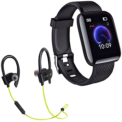 Rambot Combo Pack of 2 Items - Bluetooth D116 SmartWatch with Heart...
