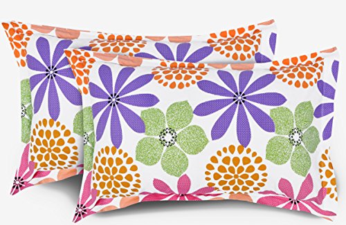 Ahmedabad Cotton Floral 2 Piece Cotton Pillow Cover Set – 18″x27″, Multicolour