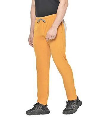 AmericanElm Men's Yellow Stylish Trackpants, Light Weight Stretchy Sports Track Pants for...