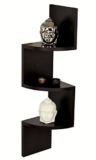 Bluewud Morpheus Corner Wall Shelf / Zigzag Display Rack – (Wenge, 3 Shelves)