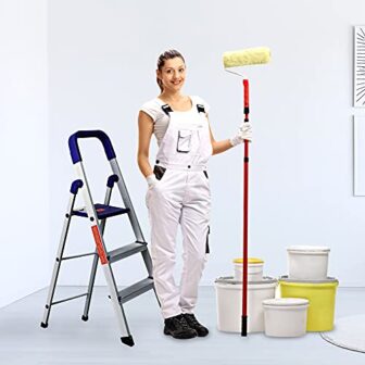 BRANCO Light Weight Folding Aluminium Finish Ladder - Home Pro 3 Steps...