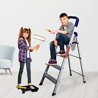 BRANCO Light Weight Folding Aluminium Finish Ladder - Home Pro 4 Steps...