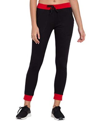 Changrobe Black and Red Cotton Stylish Sports Track Jogger for Women |...