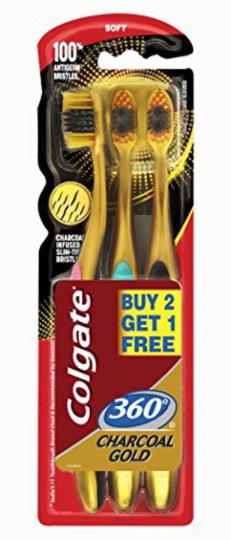 Colgate Toothbrush-360 Degree Charcoal Gold-Soft Bristles (Saver Pack)