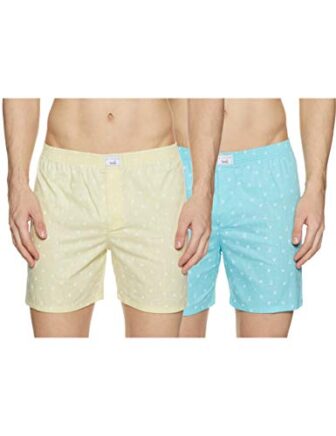 Diverse Men's Slim Printed Boxer Shorts (Pack of 2) (DCMBSCMSC09L35-419_Beige Light Blue_Large)
