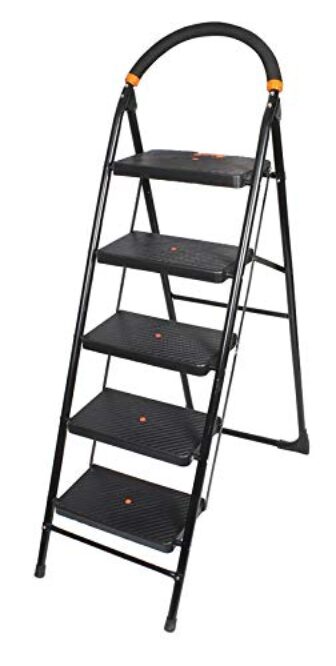 HugeBasket Heavy Duty & Durable Multipurpose 5 Step Milano Folding Ladder -...
