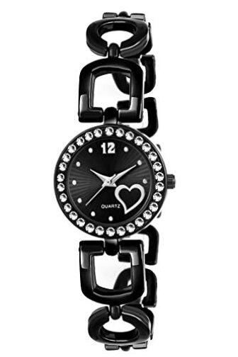 IIK Collection Black Dial Metal Chain Analoge Watch for Women and Girls...