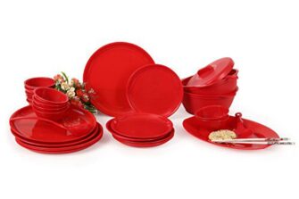 Joy Home Microwave Safe Dinner Set-32 Pcs Round Cherry Red