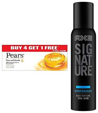 Pears Pure And Gentle Bathing Bar, 125g (Pack Of 5) & AXE...