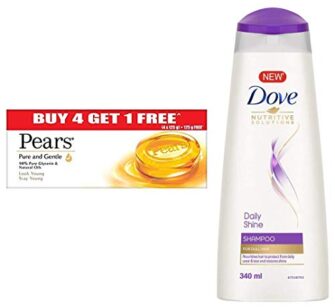 Pears Pure And Gentle Bathing Bar, 125g (Pack Of 5) & Dove...