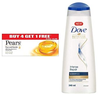 Pears Pure And Gentle Bathing Bar, 125g (Pack Of 5) & Dove...